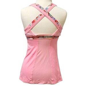 LULULEMON - pink athletic tank top with flower design accented  strap, size 6